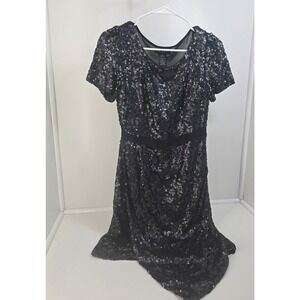 MM Couture by Miss Me Sequin Dress Women's Size M Black Short Sleeve
